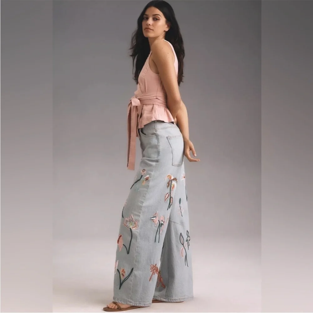 Pilcro Embroidered Bowed Slouch High-Rise Jeans - Picture 4 of 8